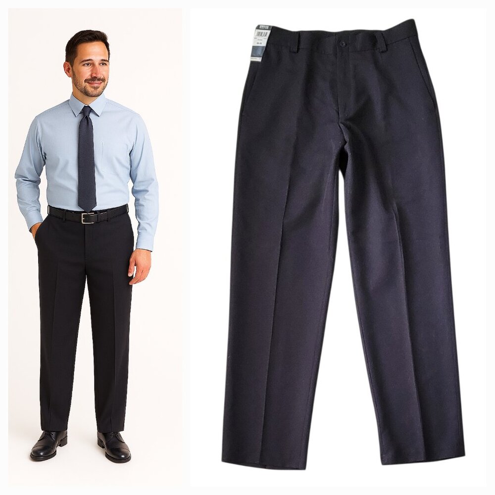 VTG Kenneth Cole Reaction Micro Manage Men's Dress Slacks Black NWT NEW